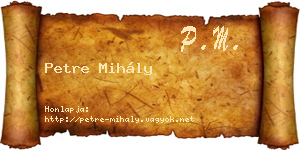 Petre Mihály névjegykártya
